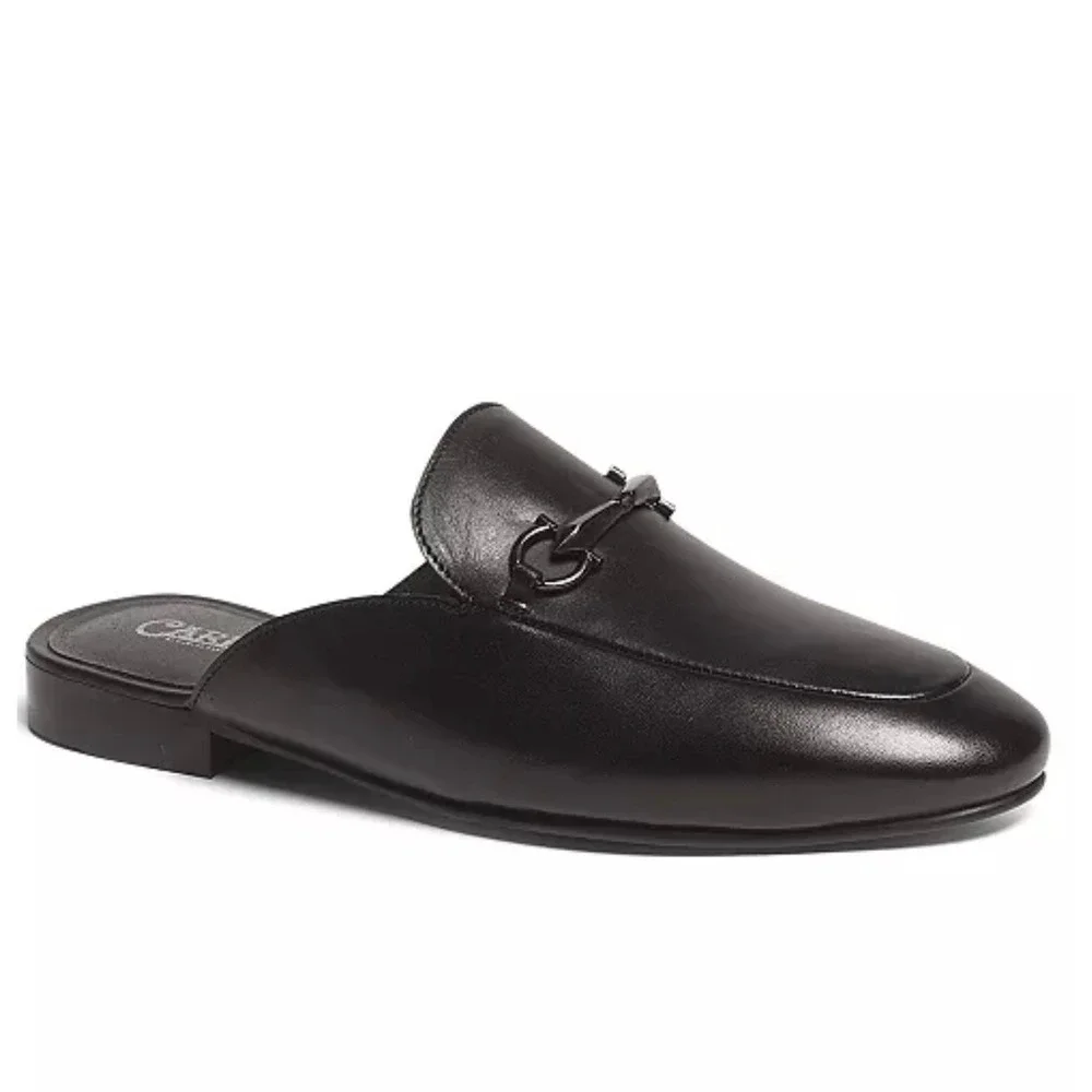 Carlos by Carlos Santana Mens Apollo Bit Slides Black Leather Mules 11D Wide